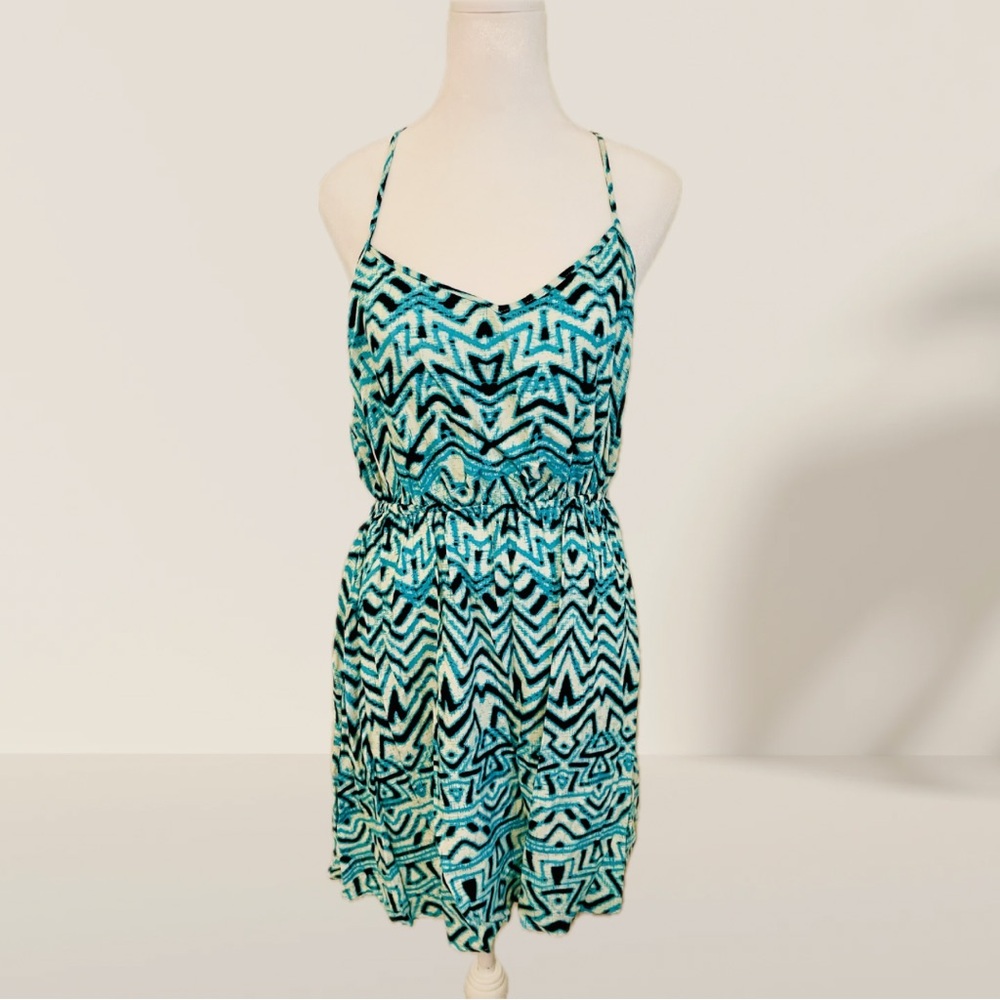 Forever 21 Racerback Summer Dress in Blue Aztec - Size L